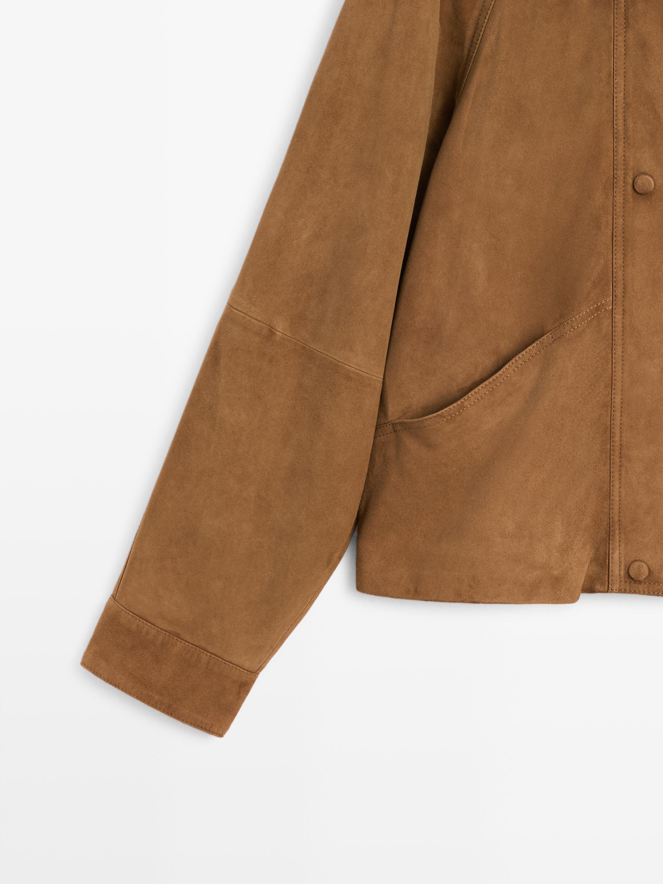 Suede leather jacket with buttons